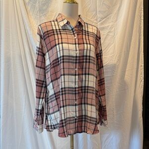 Banana Republic Pink Plaid Button Down Shirt
